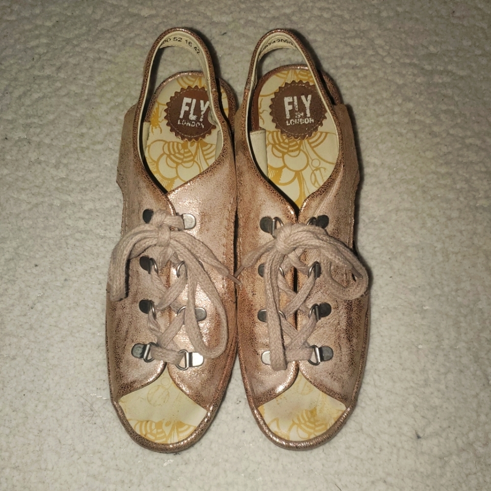 Pink Metallic Fly London Sandals Size 42 (9.5)